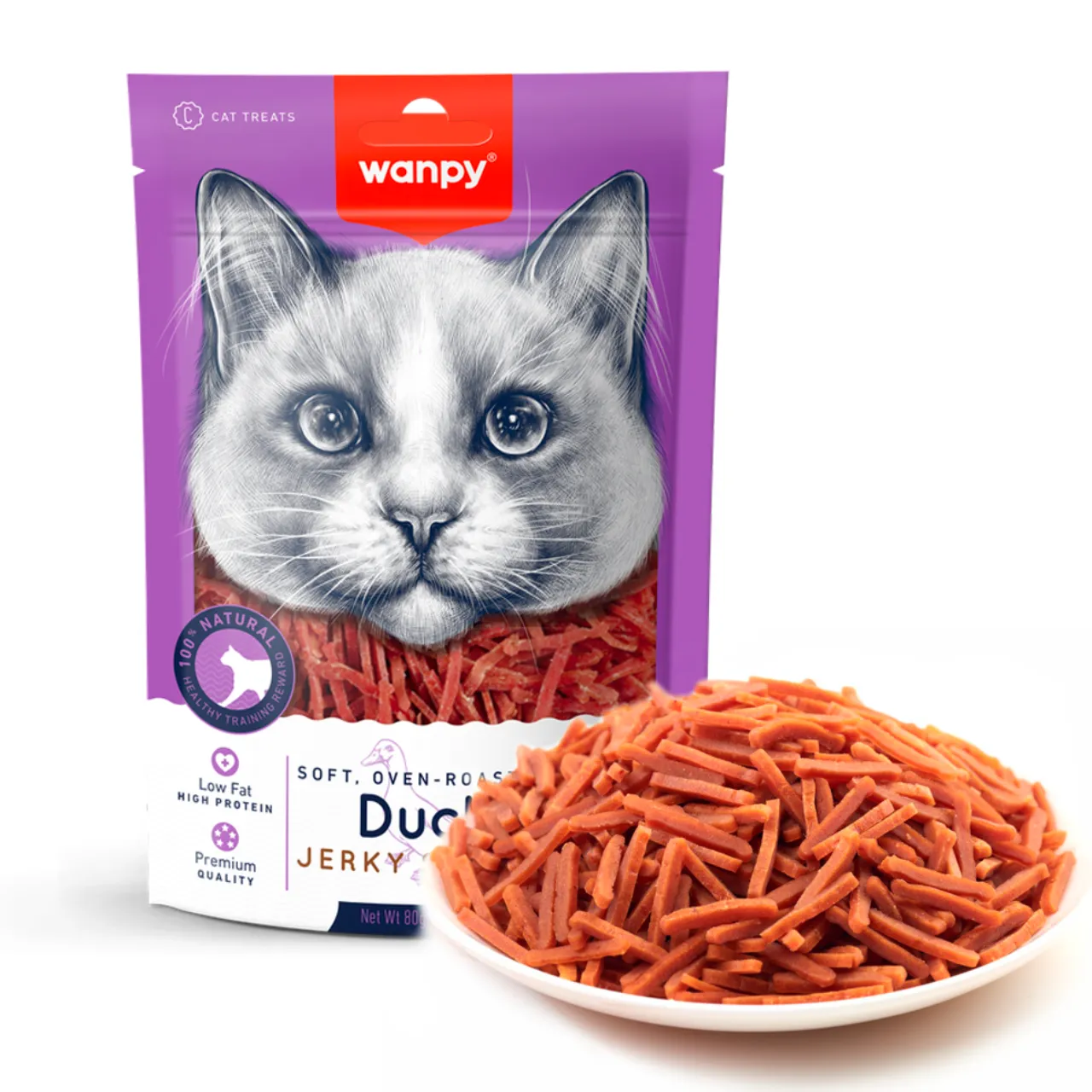 Wanpy Soft Duck Jerky Strips kattegodbidder 80 g
